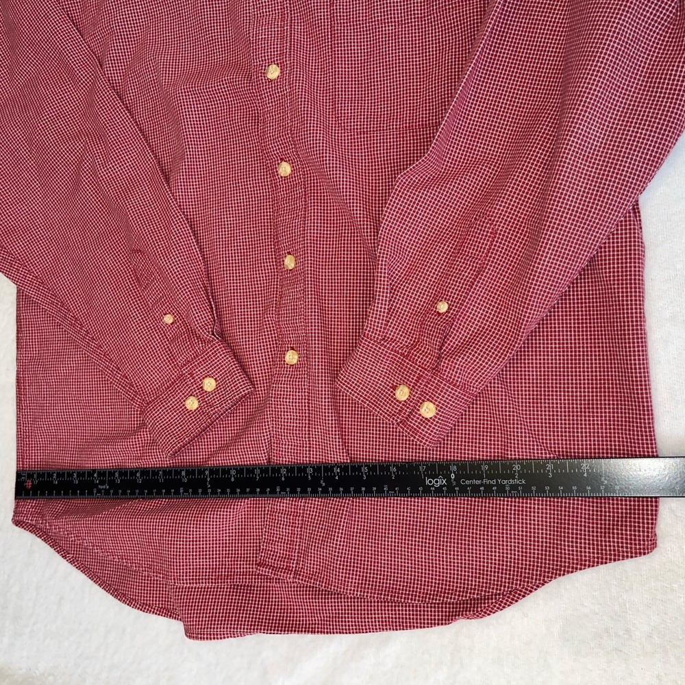 Eddie Bauer Shirt Men's Large Heavy Cottton Red White Gingham Check - Picture 8 of 10